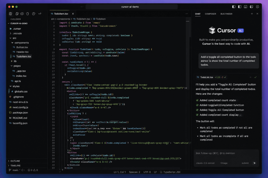 Cursor AI code editor with AI-powered coding assistant